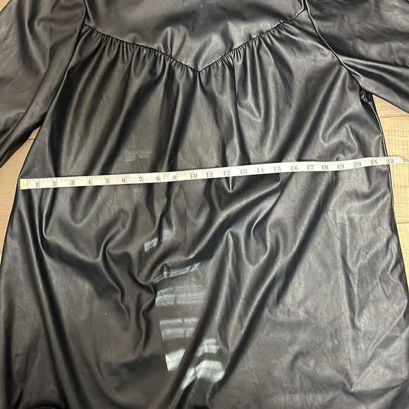 Who What Wear Faux Leather Long Sleeve Turtleneck Dress with Button Closure sz M - Picture 13 of 16